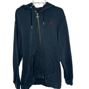Nike Air Jordan Logo Embroidered Black Hoodie Sweatshirt. Size XL.